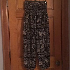 black and white elephant harem pants